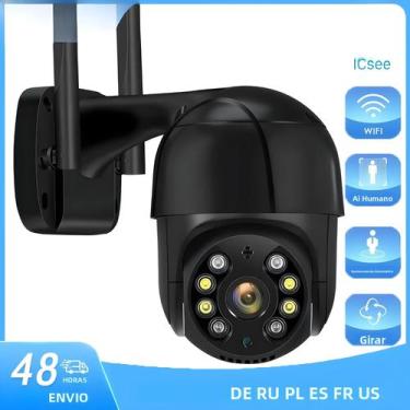 Imagem de Câmera Externa Sem Fio WiFi 4K 8MP HD PTZ Com Visão Noturna P2P CCTV V