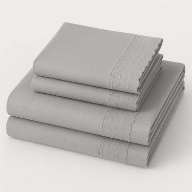 Imagem de Jogo Cama Casal 4 Peças Bordado Inglês Exclusive By Vivaldi