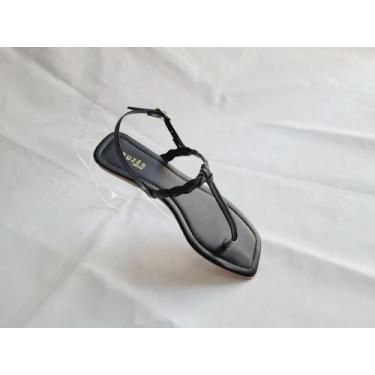 Imagem de Rasteira Sandalia rasteirinha Trança Fivela - Rozes Shoes, Preto, 35