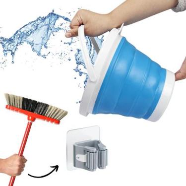 Imagem de Balde De Limpeza 10 Litros Silicone Flexível C/ Suporte Vassoura Adesi