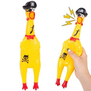 Imagem de AMOR PRESENT Brinquedo de galinha de apertar pirata, galinha de borracha gritando para festa de Halloween, crianças e animais de estimação, alívio do estresse, brinquedo para mastigar