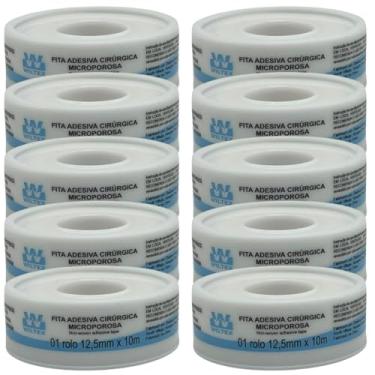Imagem de FITA MICROPORE BRANCA 1,2CM X 10M - WILTEX | Kit com 10 Unidades