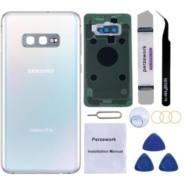 Imagem de Perzework Substituição de vidro traseiro OEM para Samsung Galaxy S10+ Plus 6,4 polegadas com kit de ferramentas de reparo e adesivo pré-instalado (prisma branco)