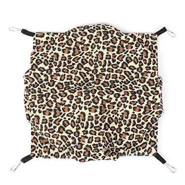 Imagem de GLOGLOW Rede para hamster, estampa de leopardo, três camadas, rede para pendurar para animais de estimação, cama de dormir, gaiola para caverna, acessório para planador de açúcar, furão, chinchila, Guiné (P)