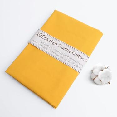 Imagem de Tecido de algodão amarelo laranja, tecido de popelina de algodão natural por jarda, tecido amarelo, 150 cm de largura, tecido 100% algodão para material de costura, tecido de vestuário, tecido de