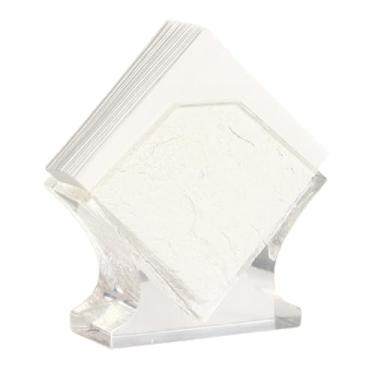 Imagem de Suporte de guardanapo de resina - Suporte de toalha de papel comercial quadrado (570g) - Armazenamento vertical de mesa em rack de guardanapo de 4 cores (transparente 2)