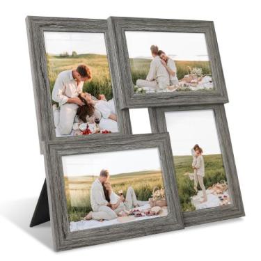 Imagem de Porta-retratos de colagem YESKAY 4x6 para parede ou mesa cinza