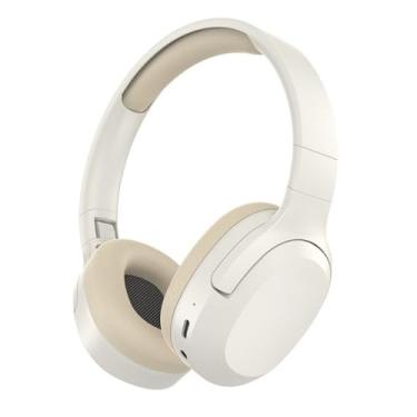 Imagem de Fone de Ouvido Bluetooth 5.3 Headphone Sem fio TWS On-ear Com Cancelamento de Ruído Leve Dobrável Fone Sem Fio Com Microfone Bateria de Longa Duração (Off White)