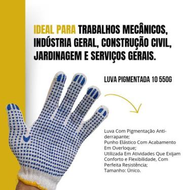 Imagem de Luva Pedreiro Malha Pigmentada Azul Algodão 4 Fios - TARZA