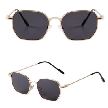 Imagem de VFDHN Óculos de sol retrô com armação retangular de metal, lentes femininas, masculino, fashion, óculos pequenos, uv400 (1)