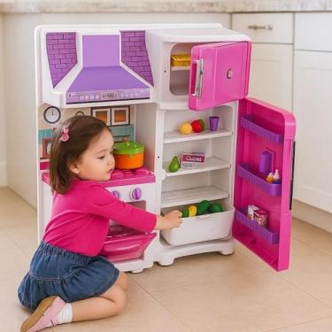 Imagem de Cozinha Infantil Menina Grande Brincadeira Fogão Geladeira - LUA DE CR