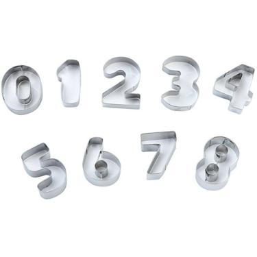 Imagem de Cortador Biscoito e Massas Números - Inox - 09 Peças