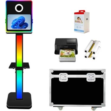 Imagem de VANYA Máquina de cabine fotográfica DSLR com tela sensível ao toque de 15,6 polegadas, cabine fotográfica espelhada para tela sensível ao toque (Black, photo booth with printer)