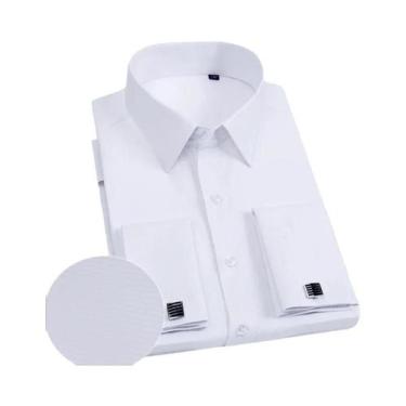Imagem de Camisa Social Masculina Slim Fit De Manga Longa Em Cor Sólida Com Punh
