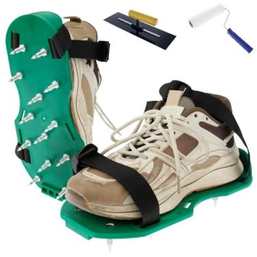 Imagem de Sapatos de ponta para piso epóxi, sapatos aeradores de gramado, sapatos pontiagudos com pontas curtas, kit de ferramentas de autonivelamento de piso de cimento com rolo e espátula de alvenaria para