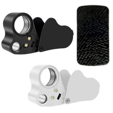 Imagem de Lupa de olho iluminada para joalheiros e lupa com alça de lupa de joias de luz negra com joias diamante pedra e carimbo de moeda