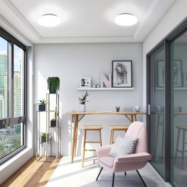 Imagem de MingBright Pacote com 2 luminárias de teto LED reguláveis de 17 polegadas, 11 W 920 LM, branco frio 4000 K, luz de teto moderna super brilhante para quarto, cozinha, banheiro, listado ETL