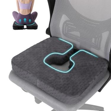 Imagem de Almofada de donut para idosos para aliviar cóccix, ciática, dor de hemorróida, almofada ergonômica em forma de U com zona oca, almofada de assento portátil adequada para cadeira de rodas, assento de