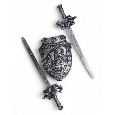 Imagem de Kit Medieval 2 Espadas Escudo Grifo Combate Infantil Jr0951