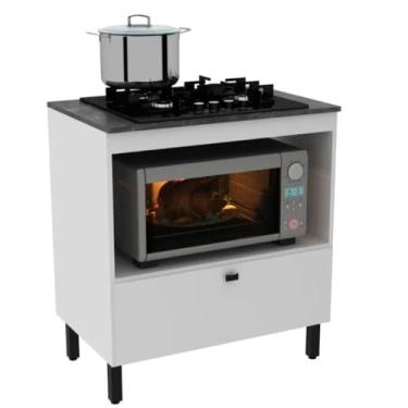 Imagem de Balcão de Cozinha para Cooktop 75 Cm 1 Porta Bl3315 Branco - Tecno Mobili