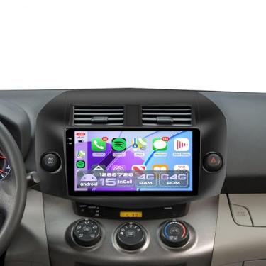 Imagem de Tela de rádio veicular 4G + 64G para Toyota RAV4 2007 2008 2009 2010 2011, Rimoody Android 15, carro, estéreo, Carplay, Andorid, 25.7 cm, tela sensível ao toque, GPS, WiFi, espelho, EQ, Bluetooth, FM