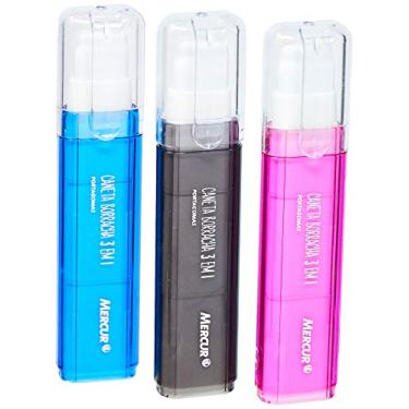 Imagem de Borracha Caneta Refil Executiva com 3 Refis, Mercur B01010201004, Branco, Pacote de 6