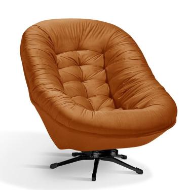 Imagem de Poltrona Ibiza Sala Conforto Em Veludo E Pés Giratórios Terracota