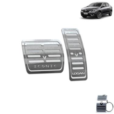 Imagem de Pedaleira Automático Aço Inox Renault Logan Iconic Prata