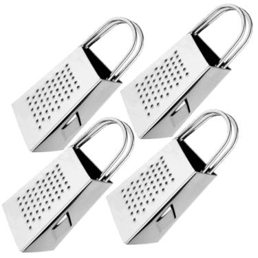 Imagem de 4 Mini Ralador 3 Faces Inox Alça Dupla Queijo Legumes Frutas