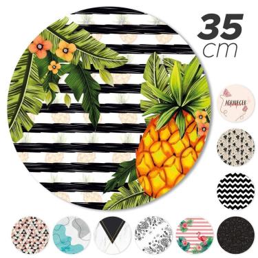 Imagem de Kit 6 Peças Jogo Americano Base Redonda Mdf Sousplat Abacaxi