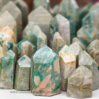 Imagem de 1 kg de Pontas de Jade Verde Lapidado T Médio Gerador - ATACADO - Cris