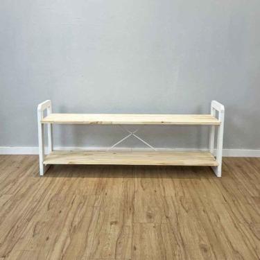 Imagem de Rack de TV de Madeira Pinus Linea Natural e Branco - ArtFactory Design