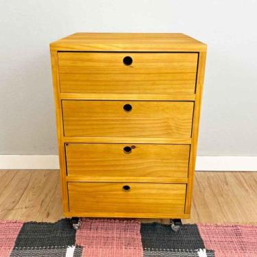 Imagem de Mesa Auxiliar de Madeira Linea com 4 Gavetas com Rodinha de Silicone N