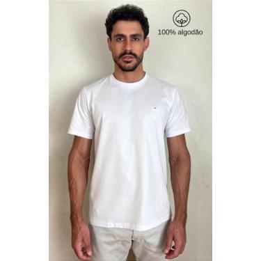 Imagem de Camiseta Lisa de Algodão com Gola Careca Branca - Tony Menswear - no-b