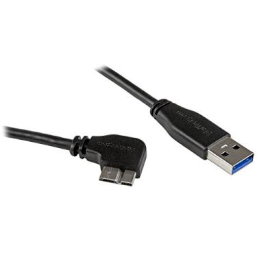 Imagem de StarTech. Com cabo micro USB 3.0 fino de 0,5 m M/M – Micro USB de ângulo reto – USB 3.0 A para Micro B – Micro USB 3.1 Geração 1 5Gbps (USB3AU50CMRS), preto