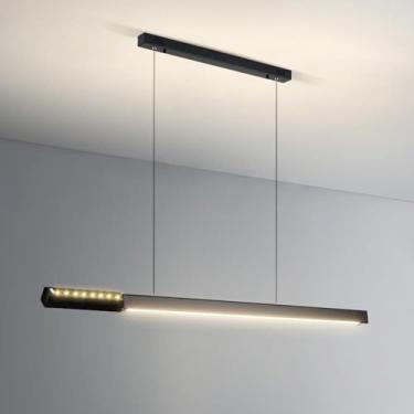 Imagem de Lustre LED moderno regulável com altura linear ajustável, luminária pendente para mesa de bilhar, luz suspensa para ilha de cozinha, sala de estar, quarto, cabeceira, sala de jantar, corredo
