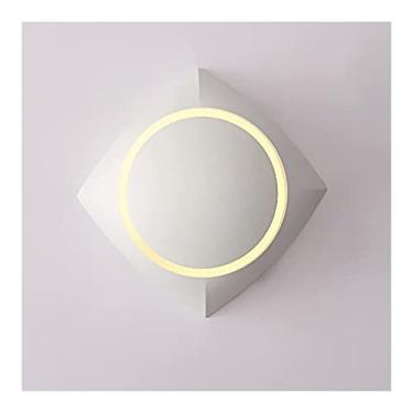 Imagem de Luminária de parede, luminária de parede LED giratória redonda para quarto, luminária de parede compatível com sala de estar, corredor, varanda, luminária de parede (cor: branco, tamanho: lu