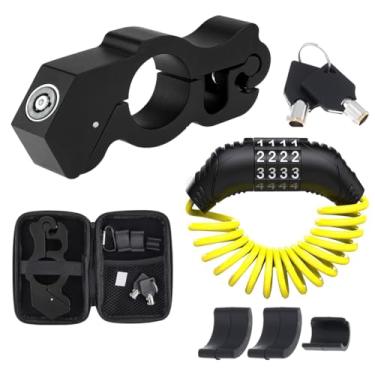 Imagem de Windance Kit antifurto para motocicleta, trava de freio para guidão + trava de capacete combinada com bolsa de armazenamento para motocicleta, quadriciclo, scooter (preto + amarelo)