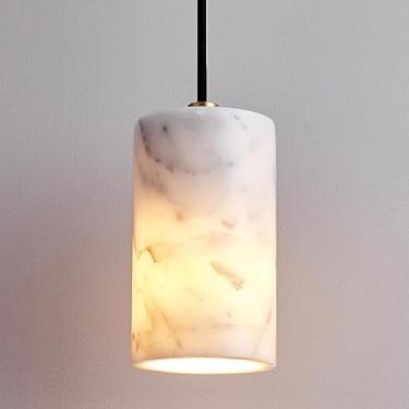 Imagem de Lustre Branco Mármore Pendente Luz Vidro Alabastro Abajur Pendente Luminária Preta Pedra Natural Latão Luminária Pendente Lustre Nórdico Moderno para Quarto Corredor Entrada, Branco