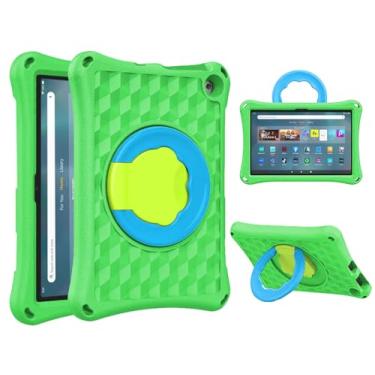 Imagem de Riaour Capa infantil para tablet de 10 polegadas (versão 2021), suporte giratório leve e à prova de choque (incompatível com iPad Samsung). Verde