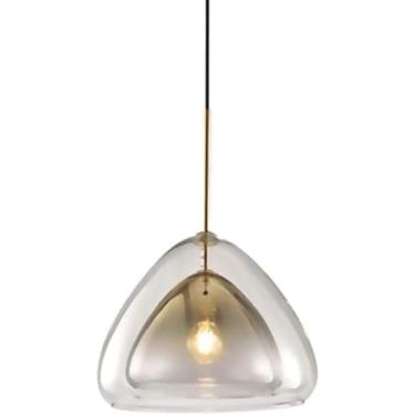 Imagem de Lustre pendente de vidro de camada dupla V-intage, lustre industrial de triângulo transparente, luminária suspensa para loft, decoração moderna