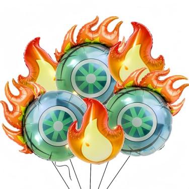 Imagem de 6Pcs Flame Wheel Balloons/Race Car Party Decor/Hot Rod Fire Tire Foil Balloons/Talladega Nights Party Decor/Speed Passion Party/Monster Truck/Fast One Two Fast Decor/Race Fans Let's Go Racing Bar