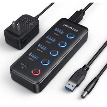 Imagem de Hub USB Wenter de 5 portas USB 3.0 com porta de carregamento tipo C
