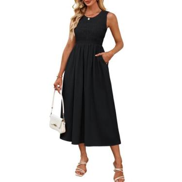 Imagem de Vestido longo GRACE KARIN, sem mangas, vestido a linha, preto, feminin