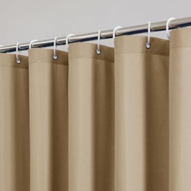 Imagem de OVZME Zora Conjunto de cortina de chuveiro de 192 cm com 12 ganchos de plástico, cortina de chuveiro de tecido liso taupe para banheiro - cortina de chuveiro longa, resistente à água, pano macio