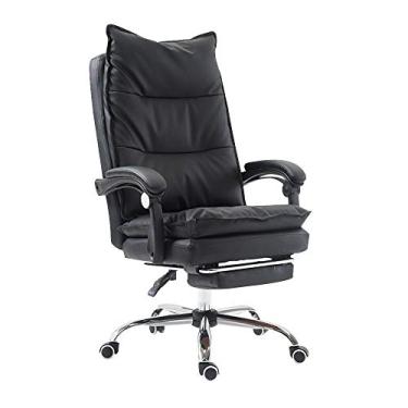 Imagem de TLTDSMYF Cadeira de chefe, cadeira giratória de encosto alto, cadeira de secretária para computador com apoio para os pés, cadeira executiva ergonómica de couro PU para escritório