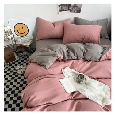 Imagem de Conjunto de capa de edredom King de cor sólida, conjunto de capa de edredom preto, conjunto de capa de cama de tecido adequado para a pele (C tamanho solteiro 4 peças)