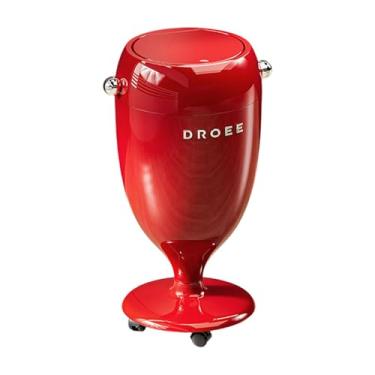 Imagem de MotiveTech Lixeira com tampa de pressão com rodas universais, lixeira móvel, para cozinha, sala de estar, trailer, Vermelho