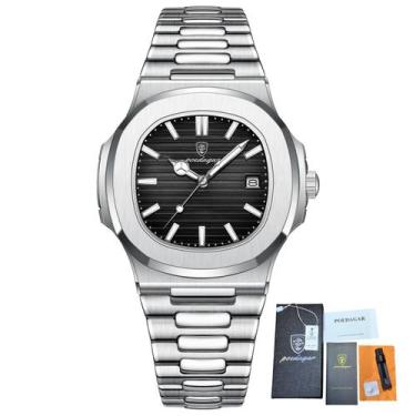Imagem de Poedagar Relógio Masculino Quartzo Luminoso Calendário Inox Luxo Origi