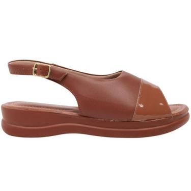 Imagem de Sandália Feminina Ortopédica Via Angel Casual Leve Com Verniz Confortá